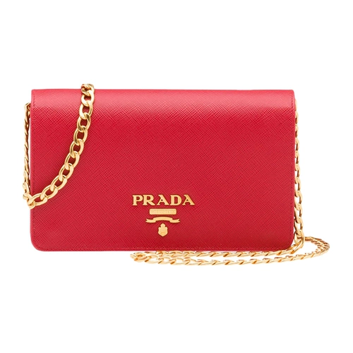 Prada, красная кожаная сумка на одно плечо