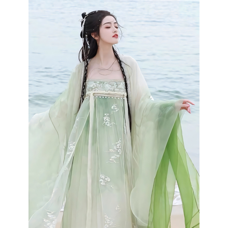 【Linglong】Hanfu Heavy Embroidery Tang-Style Qi Xiong Large Sleeve Hezi Skirt Mythical Series Super Fairy-Like Spring and Autumn Outfit