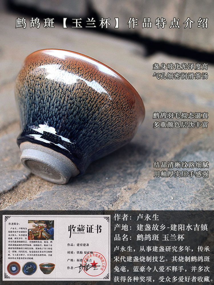 Здание 名家卢永生鹧鸪斑建盏主人杯品茗杯天目盏茶杯陶瓷茶具纯手工铁胎