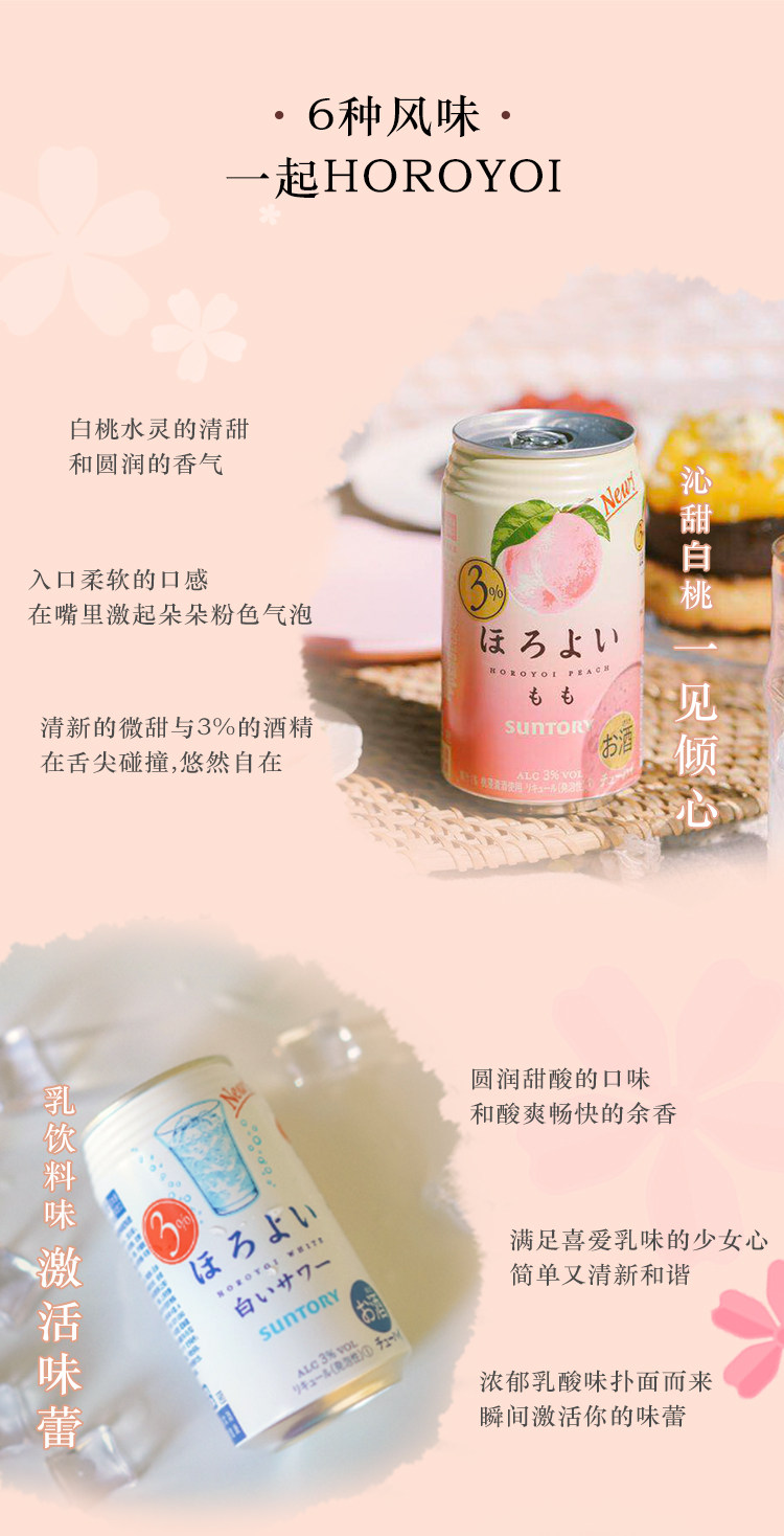 日本原装进口 三得利旗下 和乐怡HOROYOI 6口味 预调网红鸡尾酒 350mL*12罐 图7