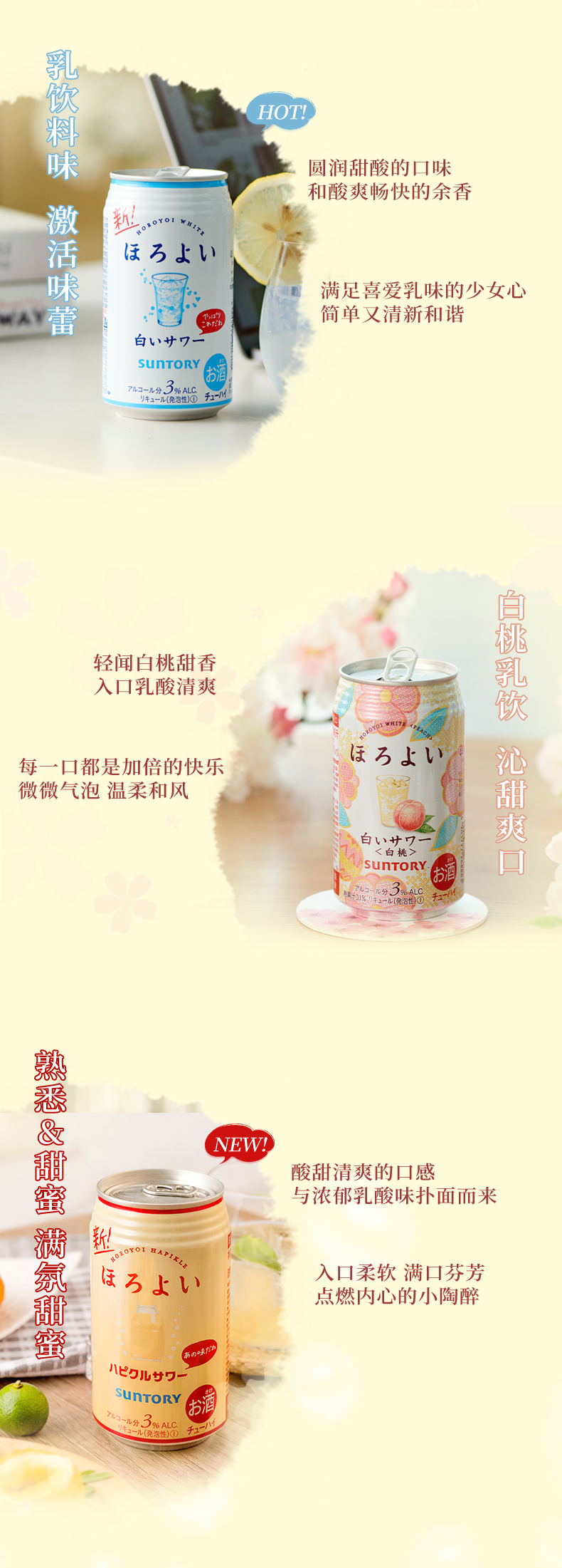 日本原装进口 三得利旗下 和乐怡HOROYOI 预调网红鸡尾酒 350mL*8罐 图4