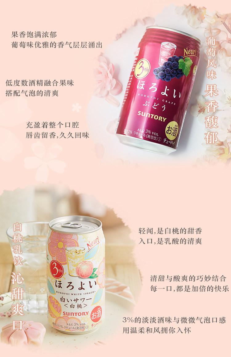 日本原装进口 三得利旗下 和乐怡HOROYOI 6口味 预调网红鸡尾酒 350mL*12罐 图8