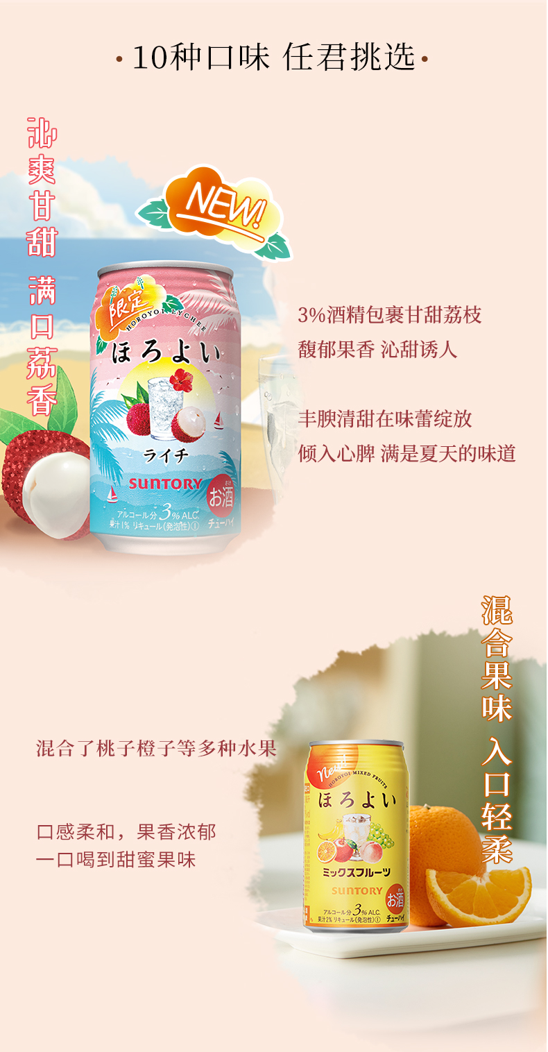 日本原装进口 三得利旗下 和乐怡HOROYOI 预调网红鸡尾酒 350mL*3罐 图2