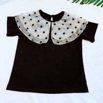 Girls T-shirt 2021 summer new foreign style short sleeve mesh gauze Children Baby childrens coat summer pure cotton