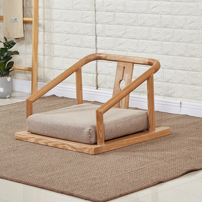 New Chinese solid wood tatami chair without legs leaning back chair stool and room chair Balcony Floating Window Chair Sloth Bed Chair