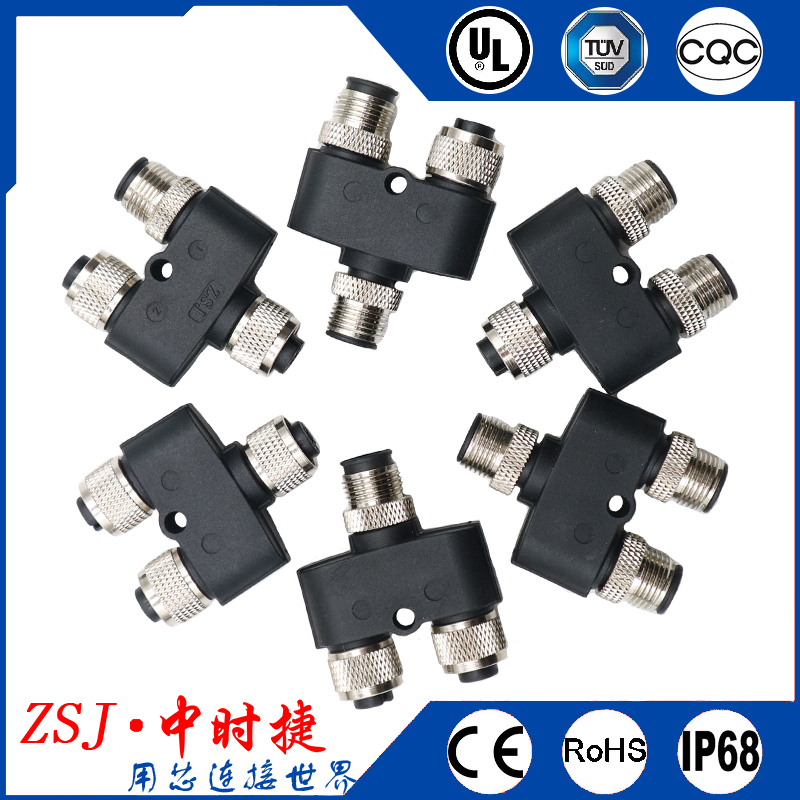 4/5/8 Pin Hole Sensor Aviation Plug M12 Connector Y-Type Three-Way One-To-Two Male-Female Adapter