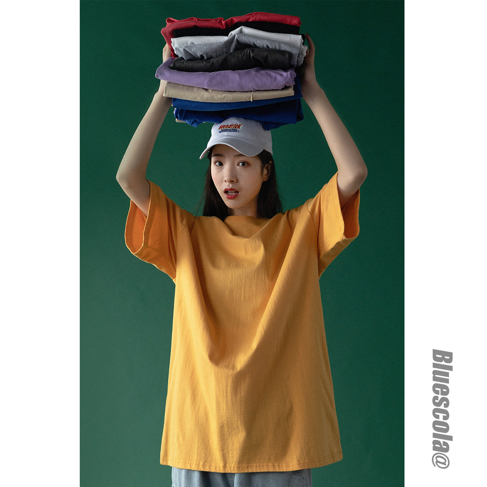 100 lapped pure cotton neutral foundation male and female undershirt Korean version loose large size short sleeve T-shirt ins half sleeve blouse summer