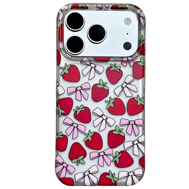 Strawberries Pink Bows iPhone Case