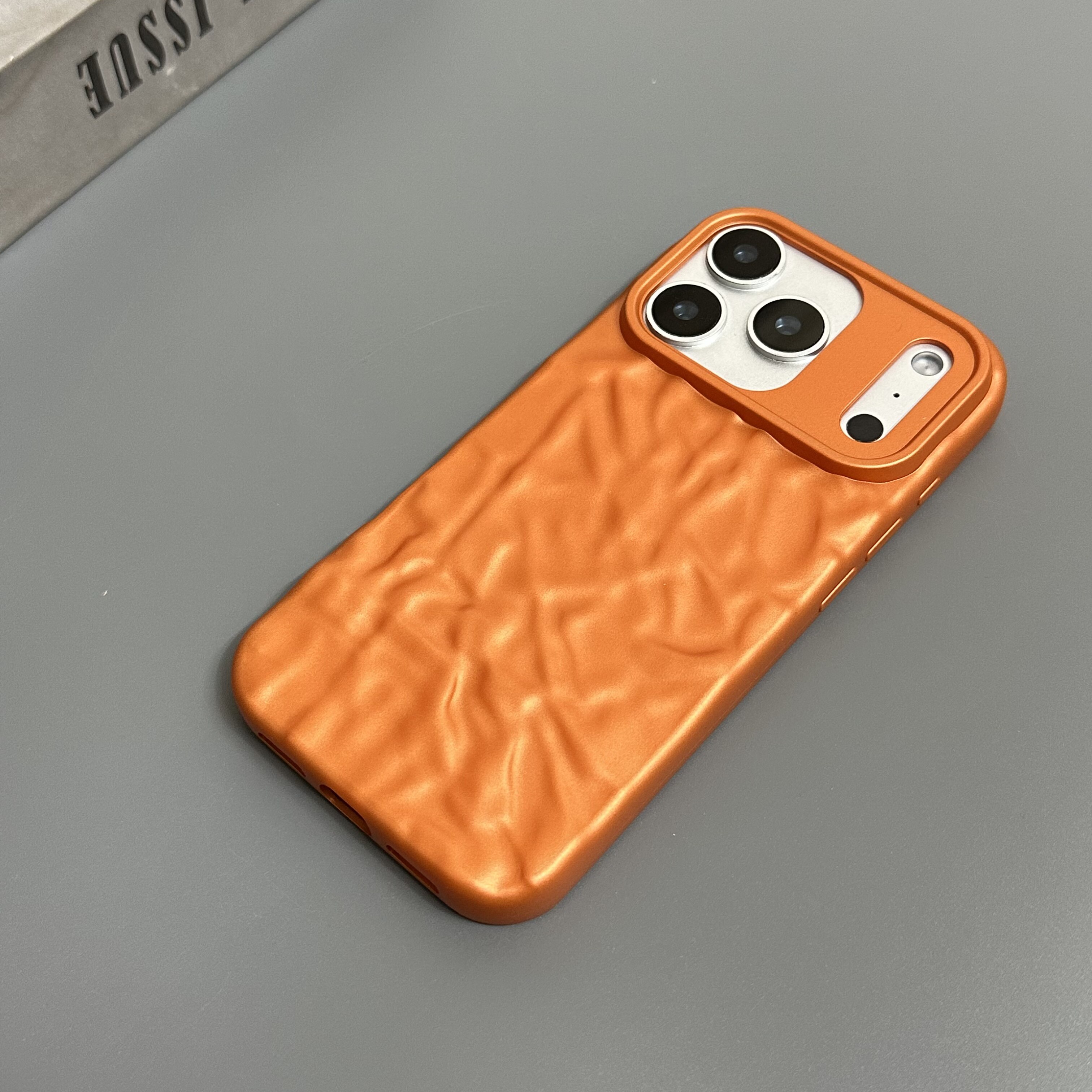 Crumpled Metallic Bronze Copper Camera Matte Metal iPhone Case