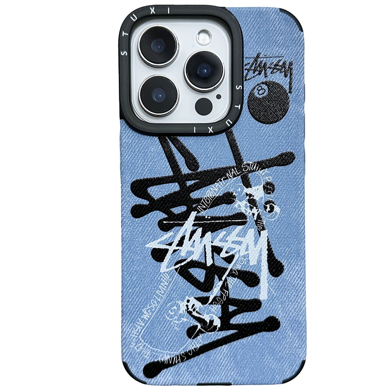 Stussy 8 Ball Denim Textured MagSafe For Pro/Plus/Max/Air – 17, 16, 15, 14, 13 iPhone Case