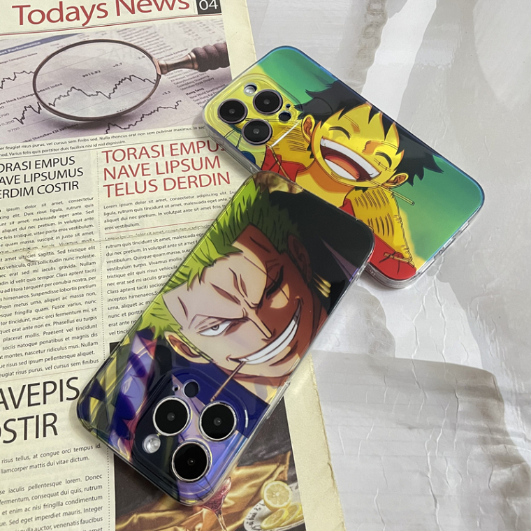 One Piece Anime Iridescent Blue Yellow Accents iPhone Case