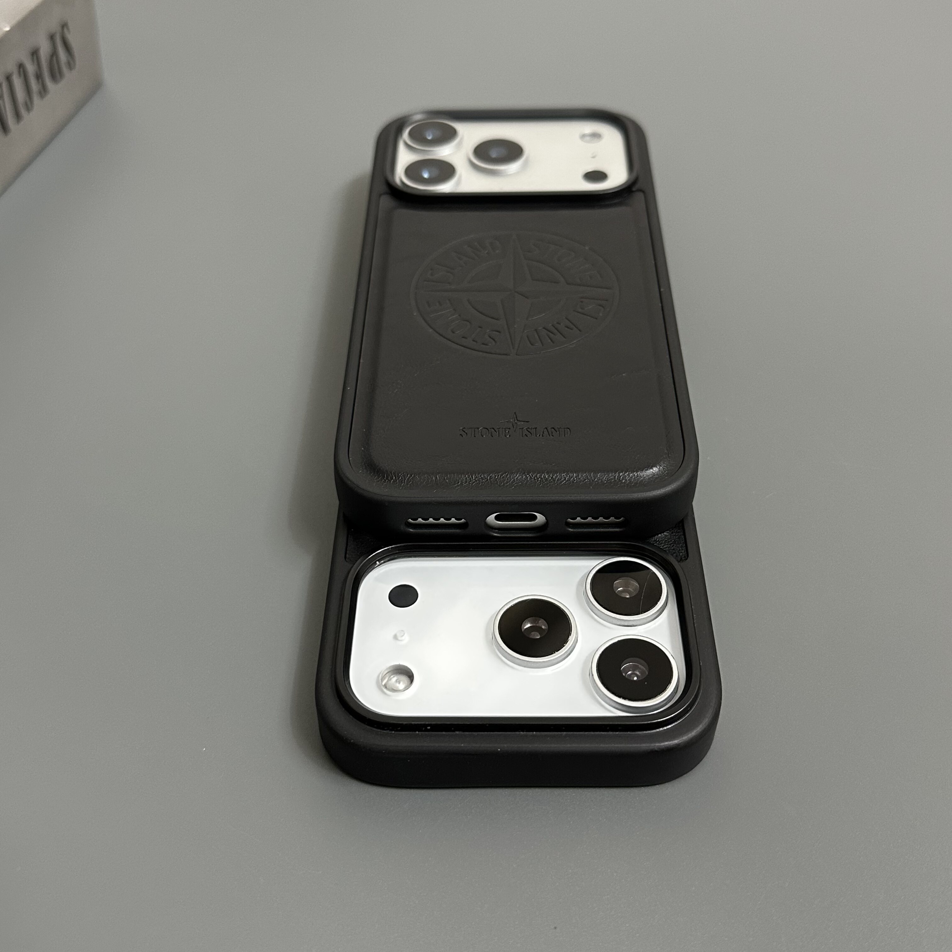 Stone Island Embossed Compass Textured Black MagSafe iPhone Case