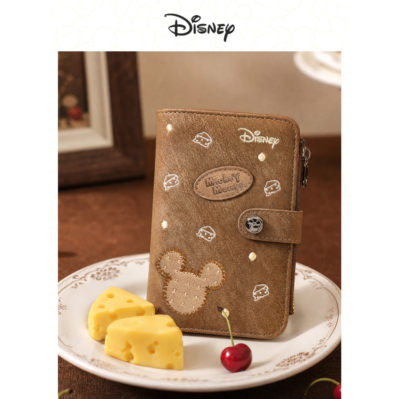 Disney Mickey Wallet Women's Short Vintage Embroidered Card Holder with Multiple Card Slots and Coin Magnetic Closure Disney Mickey Wallet Women's Short Vintage Embroidered Card Holder with Multiple Card Slots and Coin Magnetic Closure