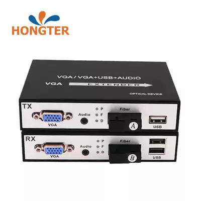 hongter 1-way 2-way 4-way VGA audio and video optical transceiver 1-way stereo audio USB high-definition video optical transceiver vga to fiber optic extender Single fiber single-mode 1080P pair