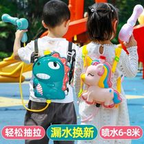 Dinosaur backpack water gun childrens toy capacity water spray boys and girls strap type Ziba water grab and pull water fight