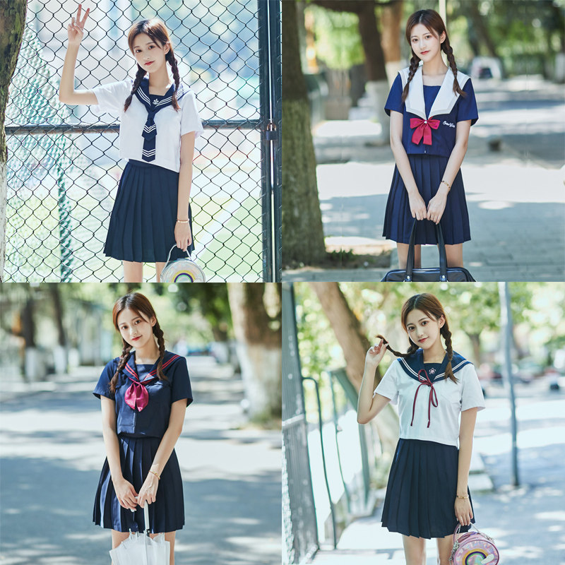 Day Ensemble Jk Uniform Dress Genuine base Orthodox Sailor Suit School Uniform Short Sleeve Shirt Academy Wind Suit