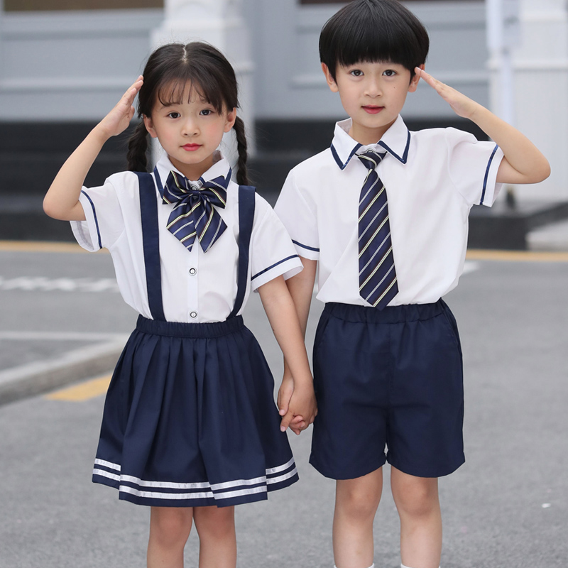 Pupil school uniform summer suit short sleeve class clothes academic style children graduation photo clothing kindergarten garden clothes summer clothes