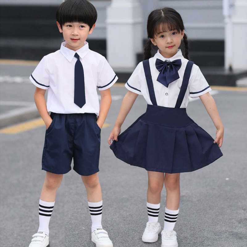 2020 New Kindergarten Garden Suit Summer Clothing Primary School Uniforms Ingléen Feng men and women's children's short sleeve suit for children