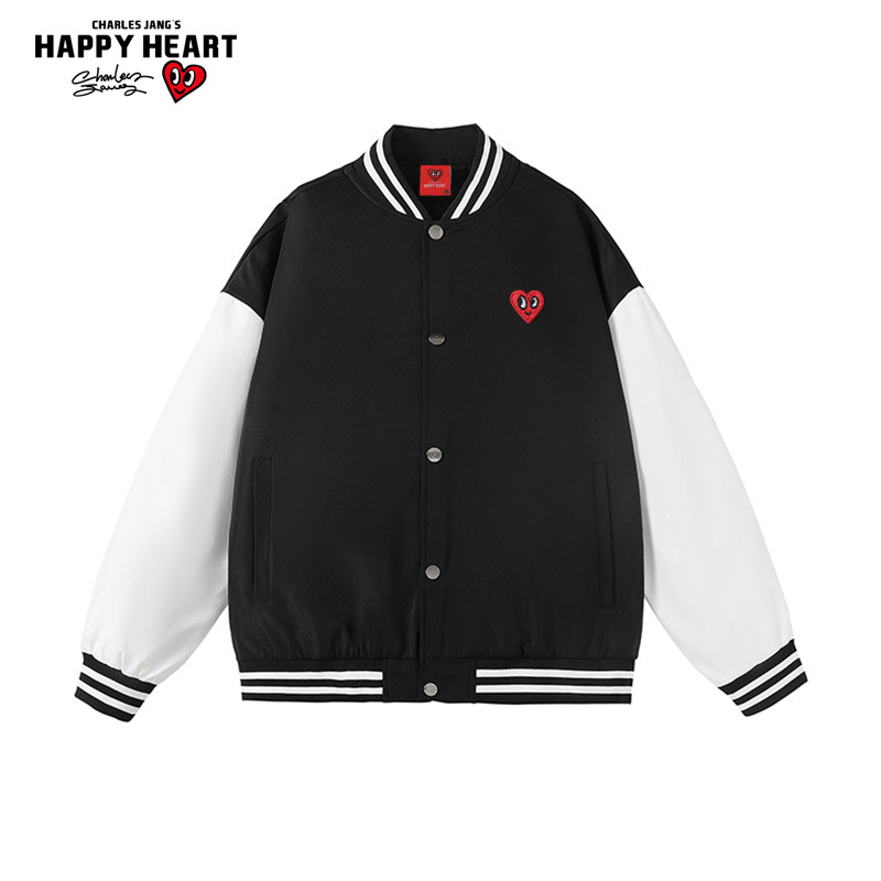 Charles Heart Color-Block Baseball Jacket for Men, New Spring and Autumn College Style Trendy Brand Versatile Couple Jacket Charles Heart Color-Block Baseball Jacket for Men, New Spring and Autumn College Style Trendy Brand Versatile Couple Jacket