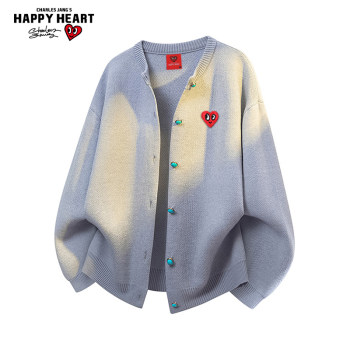 Charles peach heart pine green stone cardigan couple sweater men's autumn and winter loose casual lazy slack knitted sweater jacket Charles peach heart pine green stone cardigan couple sweater men's autumn and winter loose casual lazy slack knitted sweater jacket