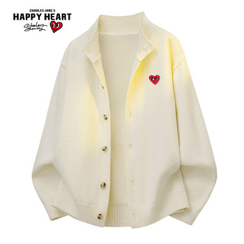 Charles peach heart knitted jacket for men and women Charles peach heart knitted jacket for men and women