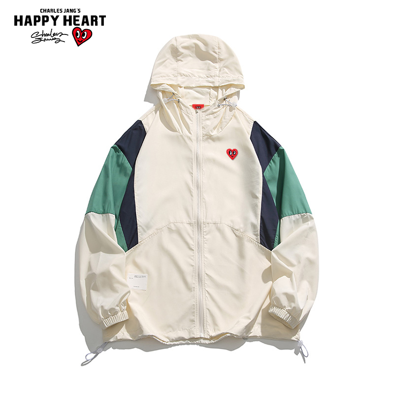 Charles Peach Heart Upf50+ Patchwork Sun Protection Clothing for Men and Women, Summer Lightweight Ice Silk Breathable Couple's Jacket Sun Protection Clothing