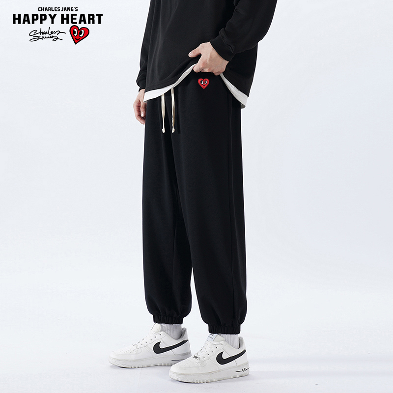 Charles Heart Heart-Shaped Embroidery Pants Men's Spring and Autumn Jogger Trendy Brand Sports Sweatpants Casual Black Long Pants Charles Heart Heart-Shaped Embroidery Pants Men's Spring and Autumn Jogger Trendy Brand Sports Sweatpants Casual Black Long Pants