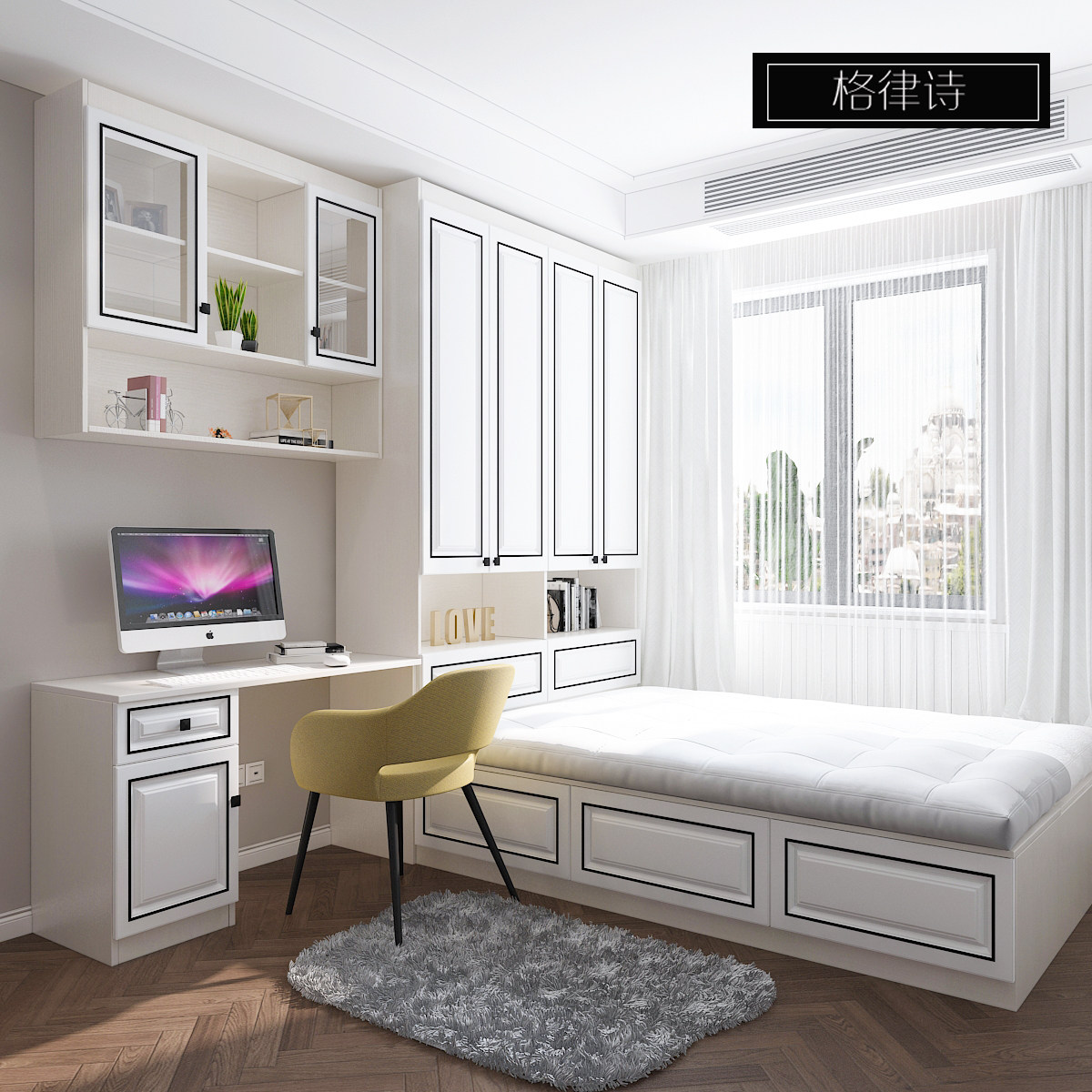Tatami bed wardrobe integrated desk bookshelf small apartment second bedroom children's room storage multifunctional combination light luxury