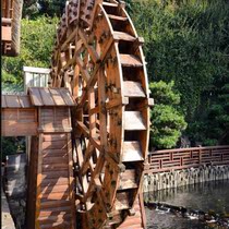 Infinity custom carbonized wood transporter wheel Feng Shui wheel Large anti-corrosion wood pedal antique waterwheel ornaments