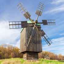 European and American wind anticorrosive wood iron Park decorative landscape sketch rotating Dutch windmill outdoor floor ornaments