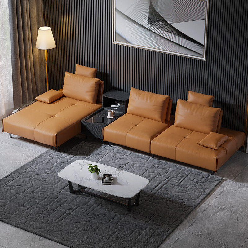 Italian leather sofa creative leather sofa head layer cowhide living room model room leather modern simple combination of imperial concubine