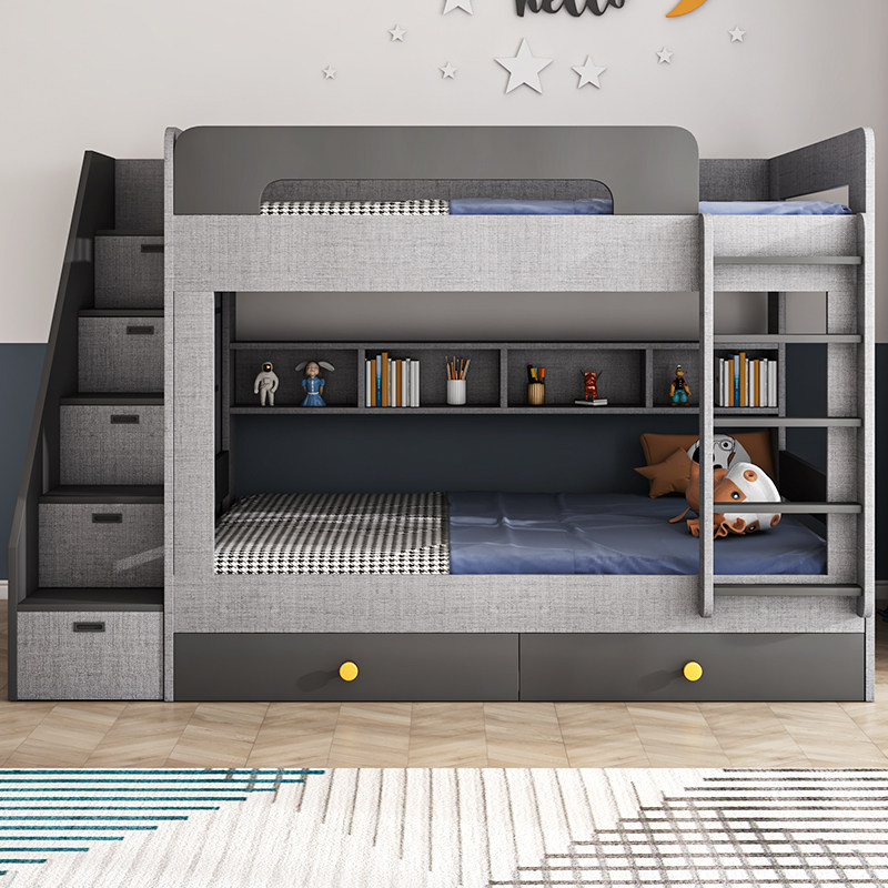 Nordic simple children's bunk bed parallel same-width child-mother bed student 1 2 m 1 5m double high and low bed second child