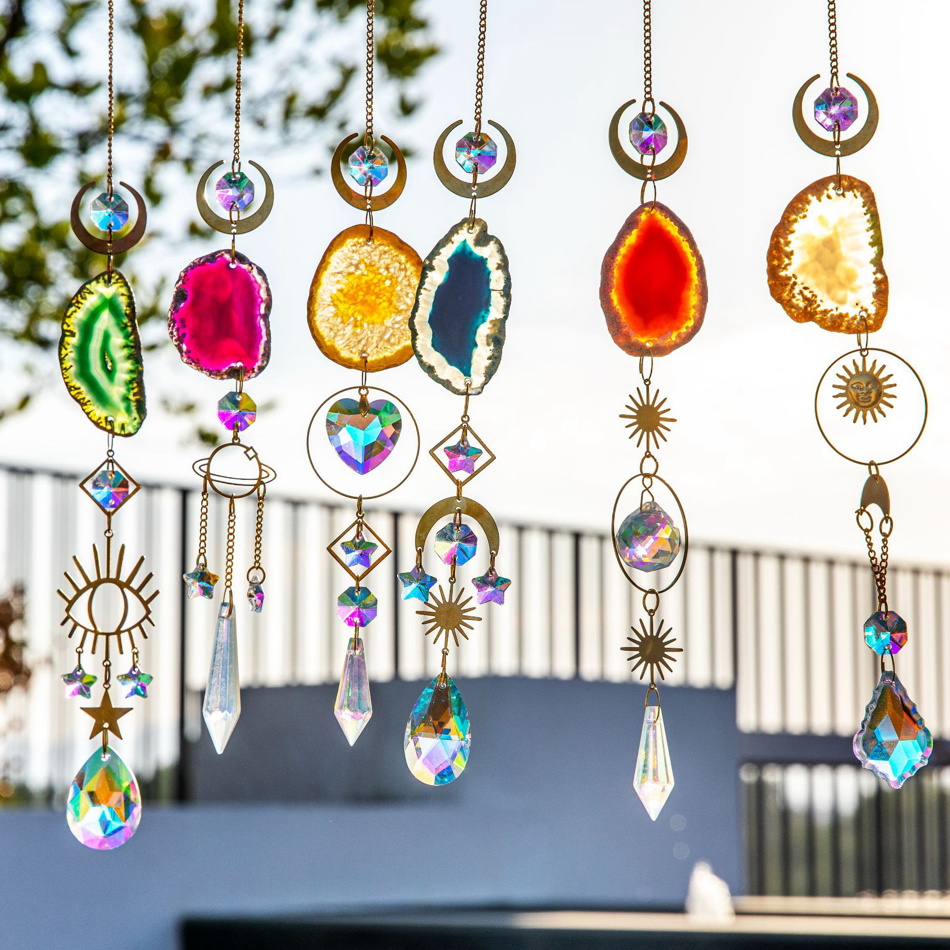 Sun Catcher Artificial Manau Raw Stone Crystal Prism Dazzling Rainbow Girl Hearts Garden Windows Balcony Tree Pendant-Taobao