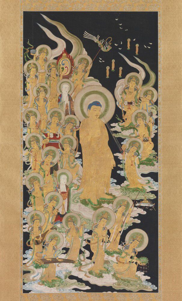 Amitabha Buddha and the Twenty-Five Sacred to Welcome Pictures of Pure Land Buddhism in the Edo Period of Japan