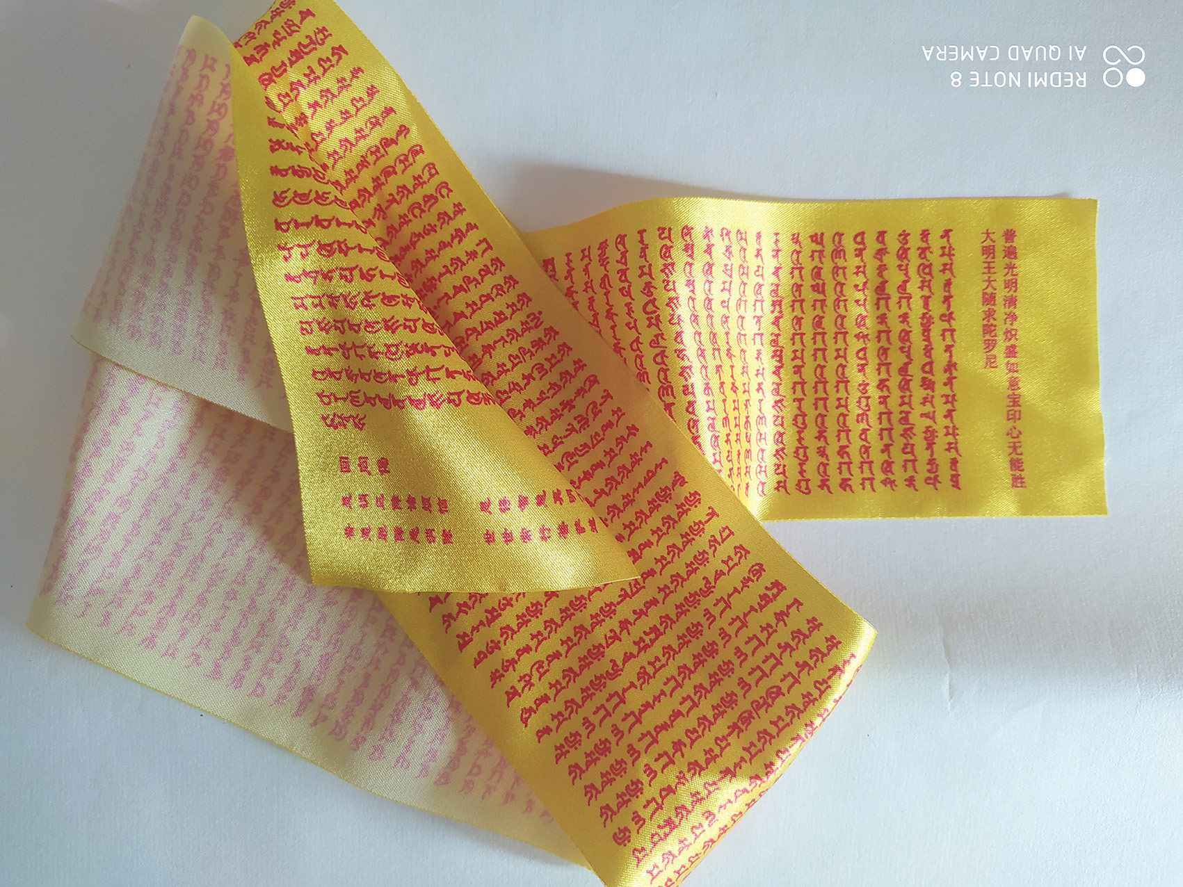 Sanskrit Great Sutra Long Cloth Strip Imitation Silk Scarf Add mana to the mantra cloth strip