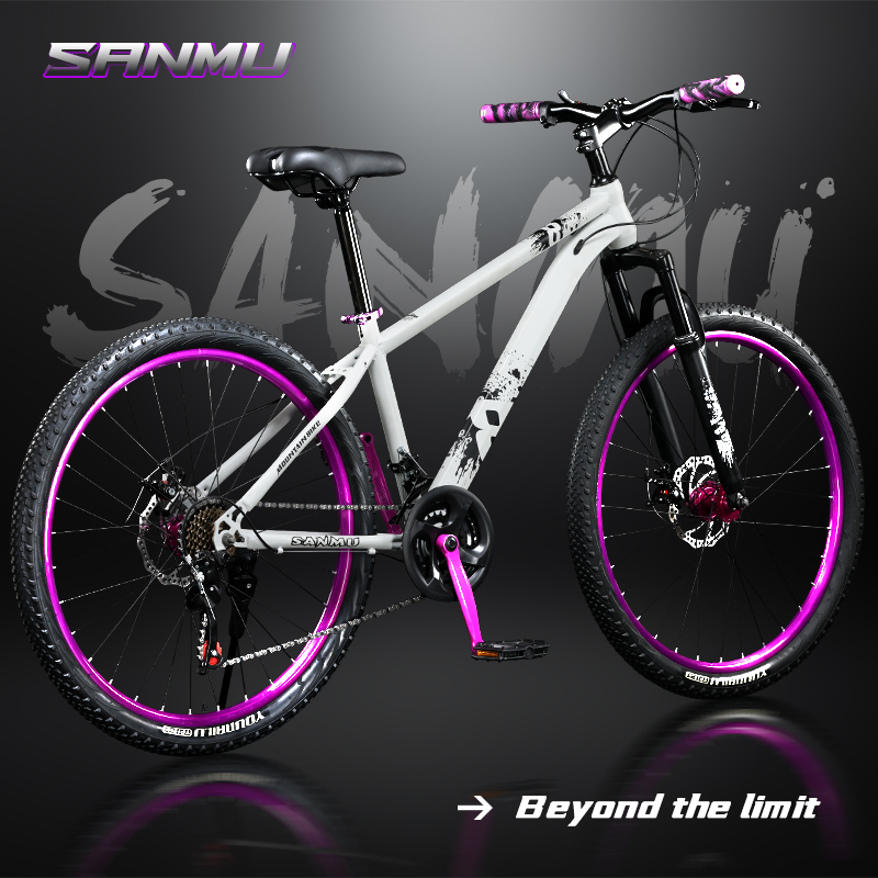 Mountain Bikes for Adults, Men and Women, Variable Speed, Youth Dirt Hill Shock-Absorbing Dual Disc Brake Student Universal Off-Road Bicycle