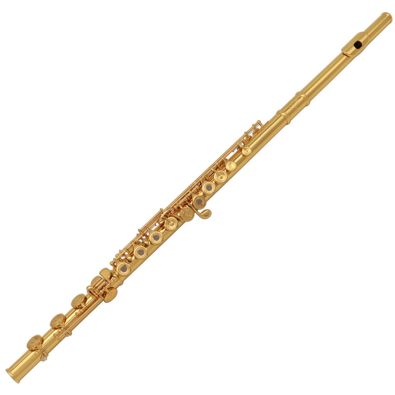 Professional gold-plated long flute instrument French style 17 holes white brass pipe playing grade rose gold add 925 pure silver flute head