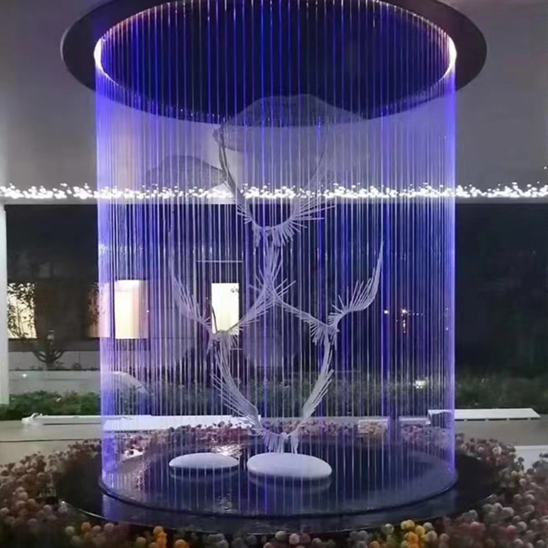 Pull wire water curtain digital water curtain flowing water wall pull wire waterfall screen water curtain landscape indoor optical fiber water curtain flowing water scenery