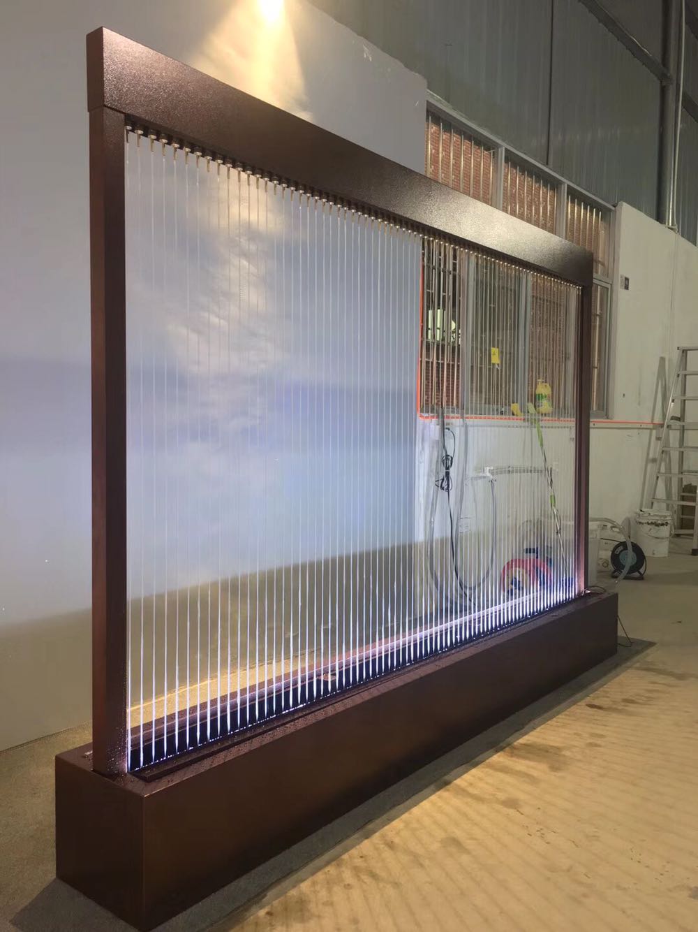 Pull wire water curtain CNC water curtain glass water wall waterfall wall glass screen humidification background wall