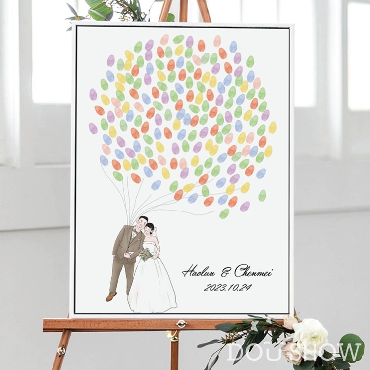 Custom Fun Fingerprint Signature To Board Wedding DIY Graffiti Creative Sign To Wall Wedding Blessing Signature Painting to Tree-Taobao