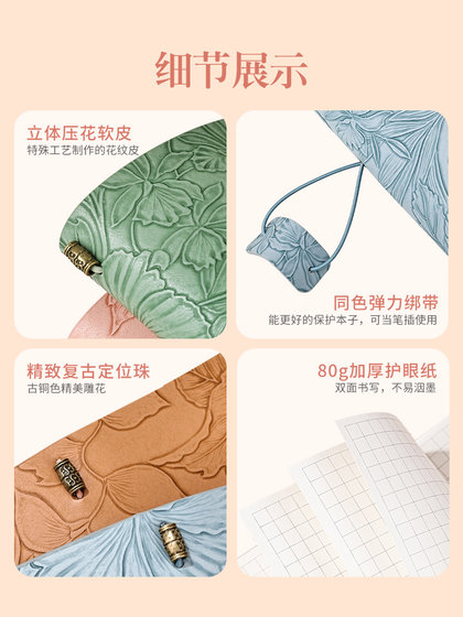 高颜值笔记本子软皮面活页可拆卸创意复古记事手账本a6随身携带工作旅行盖章本随手记录男女孩学生日记本定制