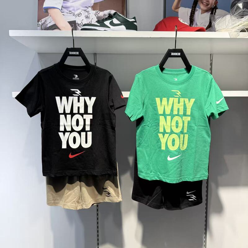 Nike Nike Children's Clothing 26 Summer Style Pure Cotton Thin Breathable Round Neck Short-Sleeved T-Shirt + Shorts 2-Piece Set N32622146