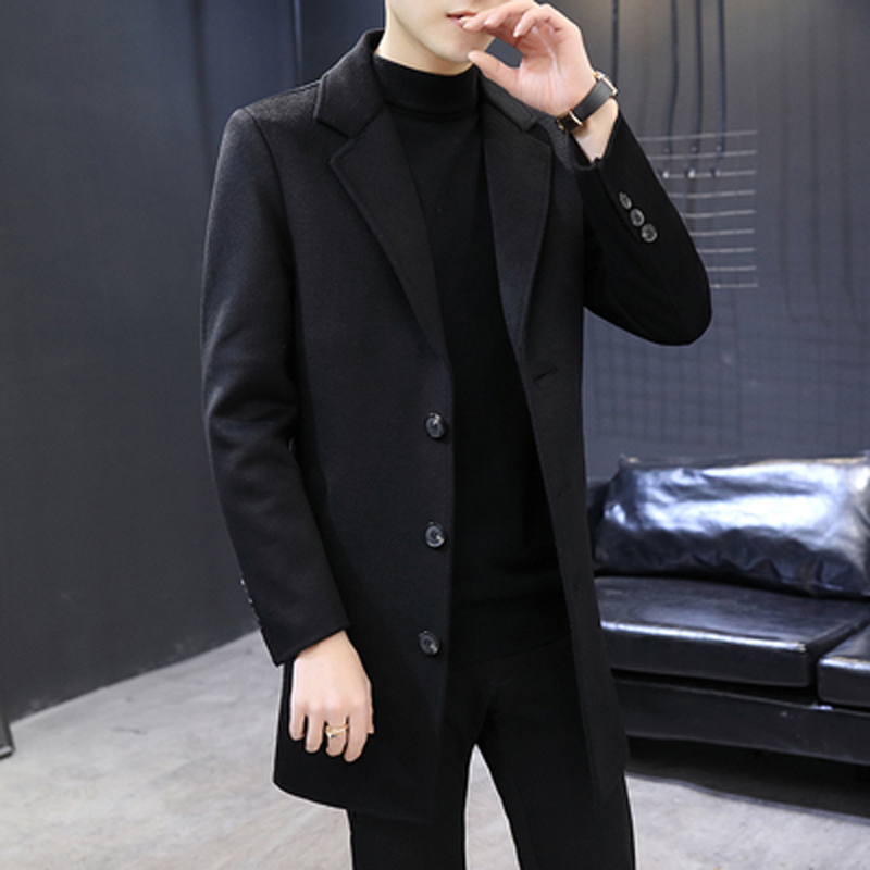 Light luxury double-sided woolen coat men's mid-length version light luxury wool fashion casual autumn and winter men's trendy woolen coat trend