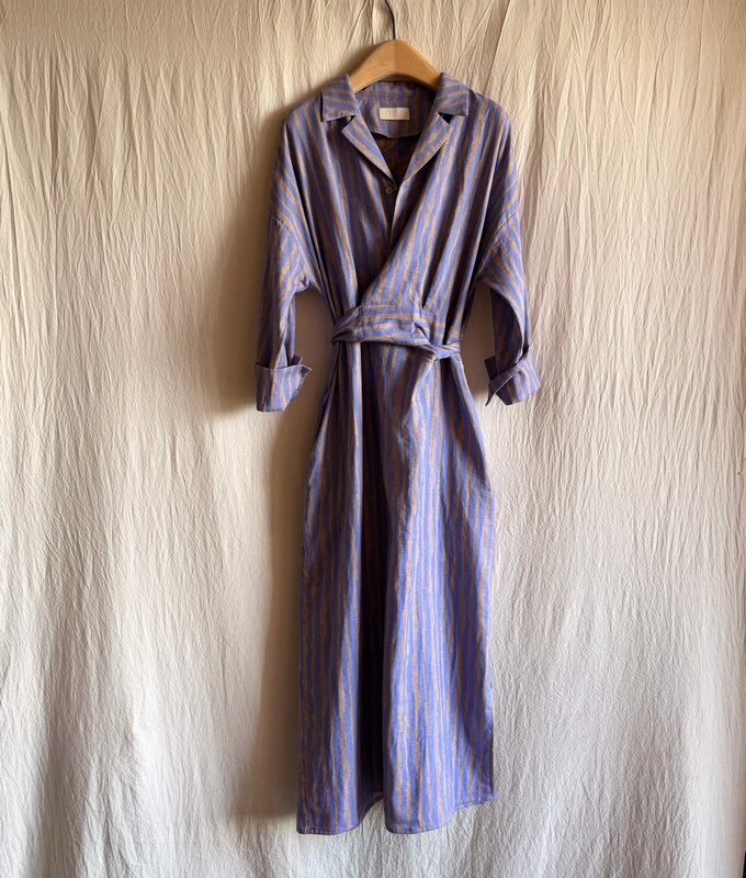 Blue Tower - Side Slit Lace-Up Dress