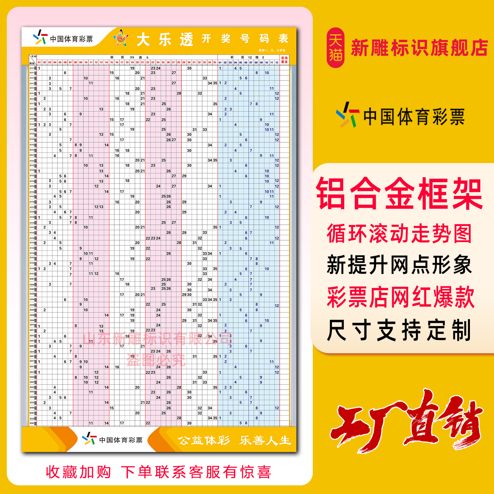 Sports lottery shop supplies A full set of new version of the seven stars color trend chart cycle rolling aluminum alloy frame table decoration