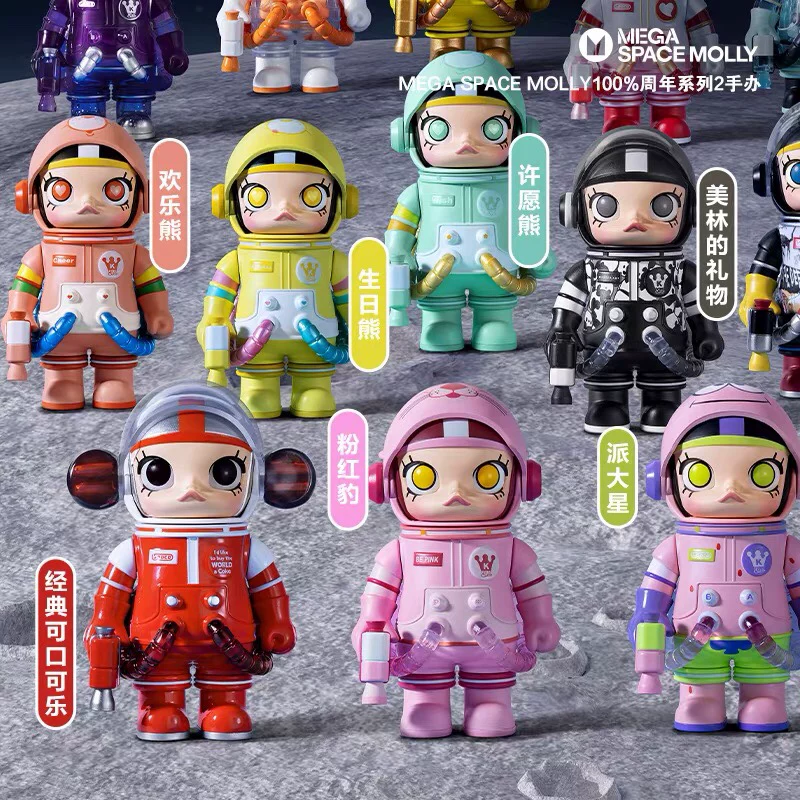 Genuine Popmart Bubble Mate Met MEGA Collection Mega Space Molly 100%second -generation blind box