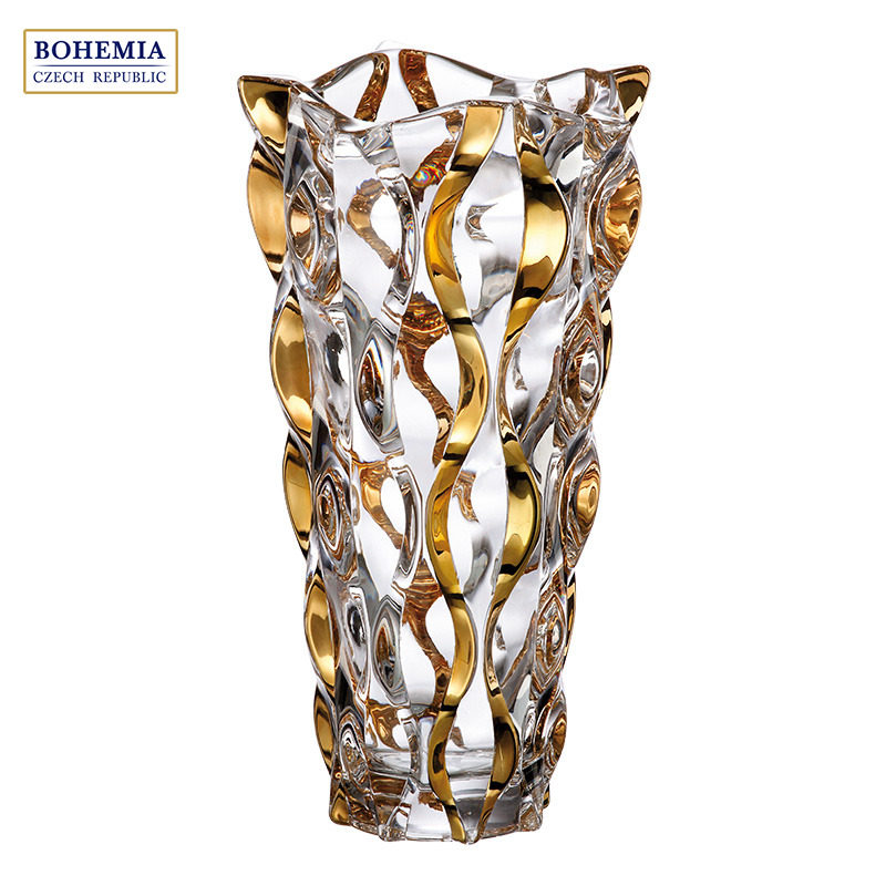 BOHEMIA Czech imported crystal samba glass hand-painted gold vase home decoration ornaments high-end light luxury