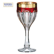 BOHEMIA Czech Republic Imports Crystal Andromeda Flowers Artisanal Plus Gold Sketch Red High Feet Red Wine Glass Retro Wine Glass
