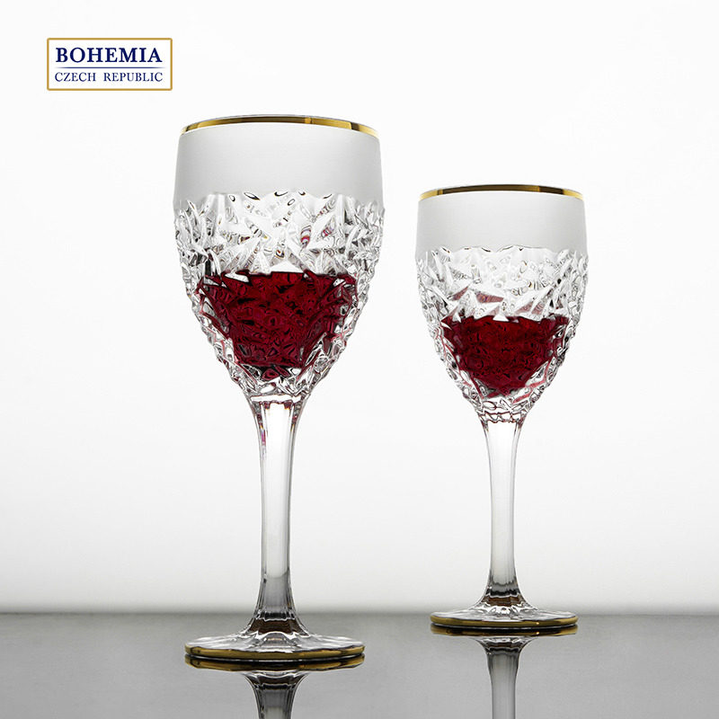 BOHEMIA Czech original clothing imported Crystal Nickelete handmade frosted sketching edge red wine glass delivery