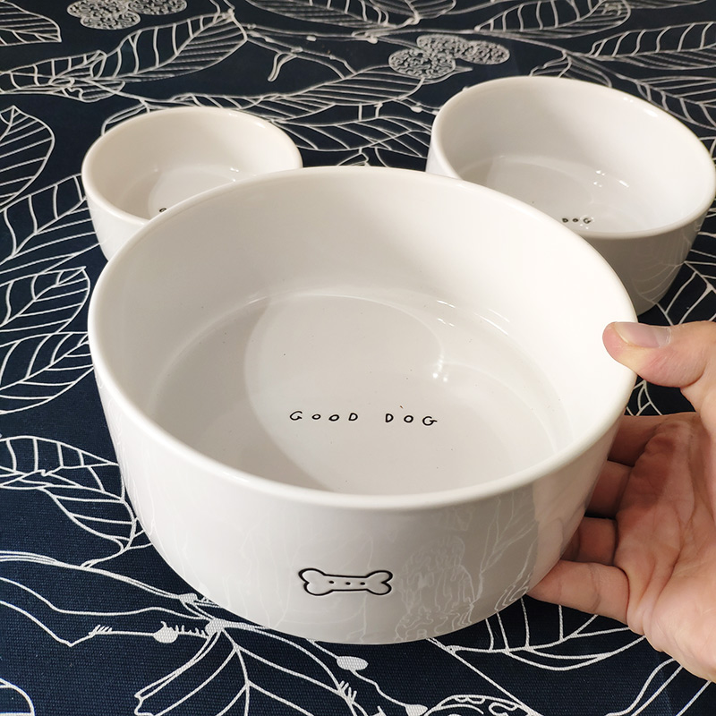 Ceramic Dog Bowls Dog Eating Basin Kitty Bowl of water Bowl Flat Bottom Special Large Dogs Eat Rice Bowls and No-over-Ties